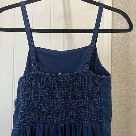 Old Navy Chambray Dark Wash Smocked Short Strappy Romper Womens Size XS NEW - Picture 7 of 10